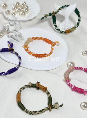 藏式编织手绳手工制品纯手工编织原创设计手链饰品穿搭搭配绿色