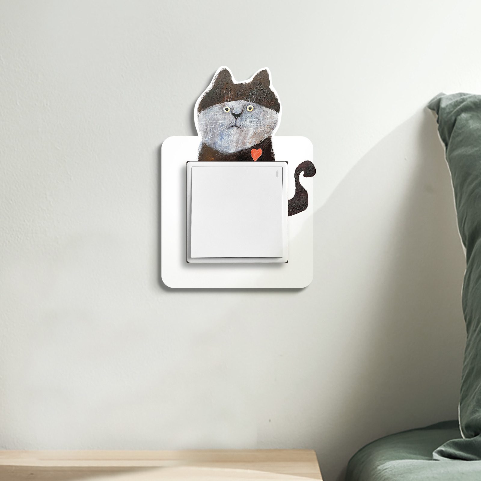 创意油画猫咪开关贴个性3D卡通插座边框装饰贴灯控制板防脏保护套-图2