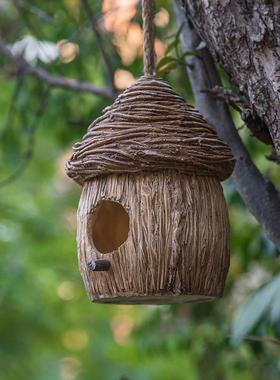 户外小鸟屋虎皮鹦鹉窝八哥鸟巢笼子花园别墅庭院园艺景观装饰挂件