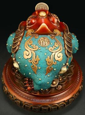 吉善缘《聚宝金蟾》铜金蟾摆件 三足脚招财蟾蜍家居客厅开 业礼品