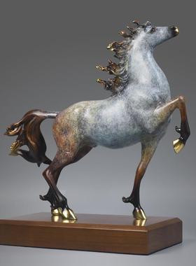 全铜马摆件龙马到成功客厅办公室桌面装饰品开业礼物纯黄铜工艺品