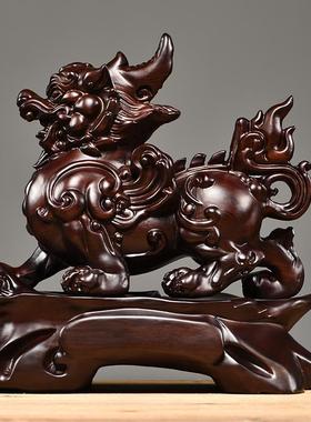 黑檀木雕貔貅摆件皮丘办公室桌貔貅装饰开张店铺开业实木工艺礼品