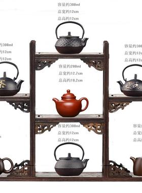 新中式茶室家居博古架茶柜覆古禅意茶具茶壶茶叶罐装饰工艺品摆饰