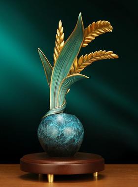 《大卖》铜大麦摆件乔迁新居店铺开业贺礼轻奢高档客厅家居装饰品