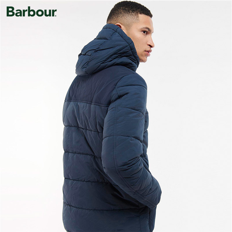 Barbour Sea Knotts Baffle男士冬季防寒保暖连帽棉外套绗缝夹克 - 图0