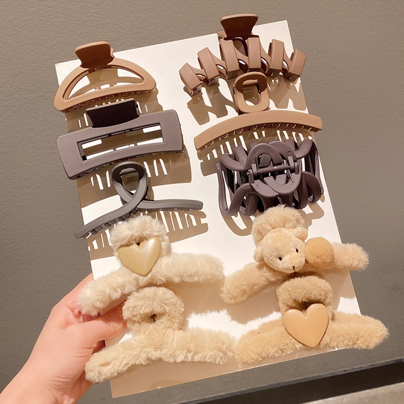 TKTK毛绒抓夹秋冬大号发量大毛毛发夹女后脑勺2025新款高端鲨鱼夹 - 图2