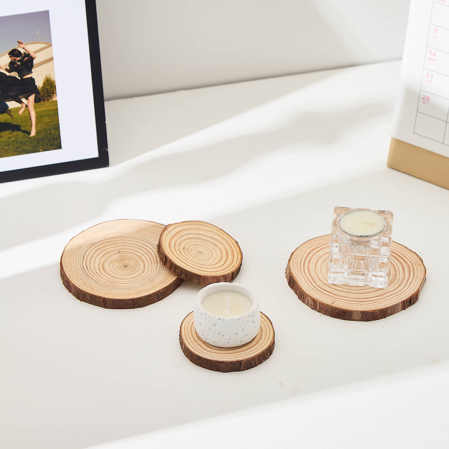 香薰蜡烛托盘松木圆木垫大号简约ins风装饰摆件圆形蜡烛底座烛台,淘宝优惠券,粉丝福利购,淘宝优惠卷