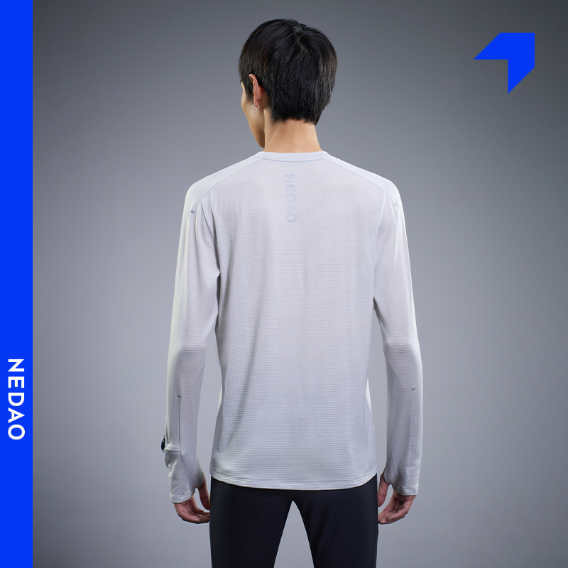 跑步长袖 NEDAO内道 亲肤保暖透湿男秋冬训练动能粒圆领跑步长袖