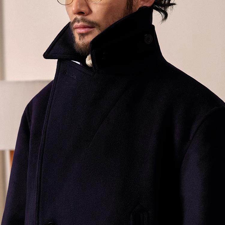 CULTUM海军大衣全羊毛秋冬季毛呢子外套男士款加厚英伦风中长款,淘宝优惠券,粉丝福利购,淘宝优惠卷