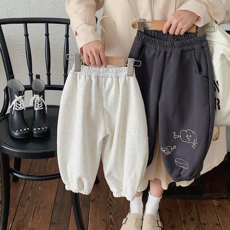 儿童冬装加绒保暖卫裤休闲运动裤子韩版男女宝宝卡通印花束脚长裤,淘宝优惠券,粉丝福利购,淘宝优惠卷