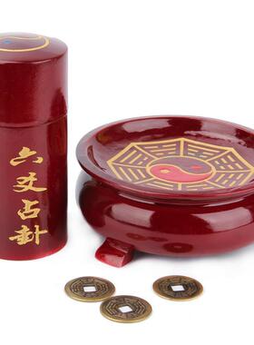 六爻卦筒金钱课卦桶 周易八卦工具 铜钱卦签筒摇卦筒易经摇卦签筒
