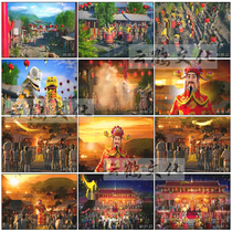 The financial god came to the 3d chaetyan and drove to the Golden Dragon Flying Dragon Percussion Drum Animation Bazaar led background video material