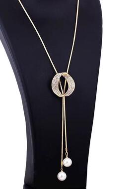 百搭高级感秋冬搭配配饰项链珍珠钛钢链可调节新长款流苏毛衣链女