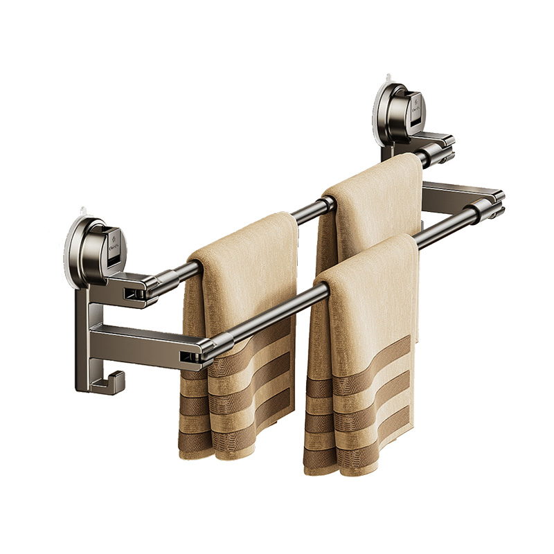 吸盘毛巾架卫生间免打孔浴室毛巾杆浴巾挂架壁挂置物架管道清洁棒 - 图3