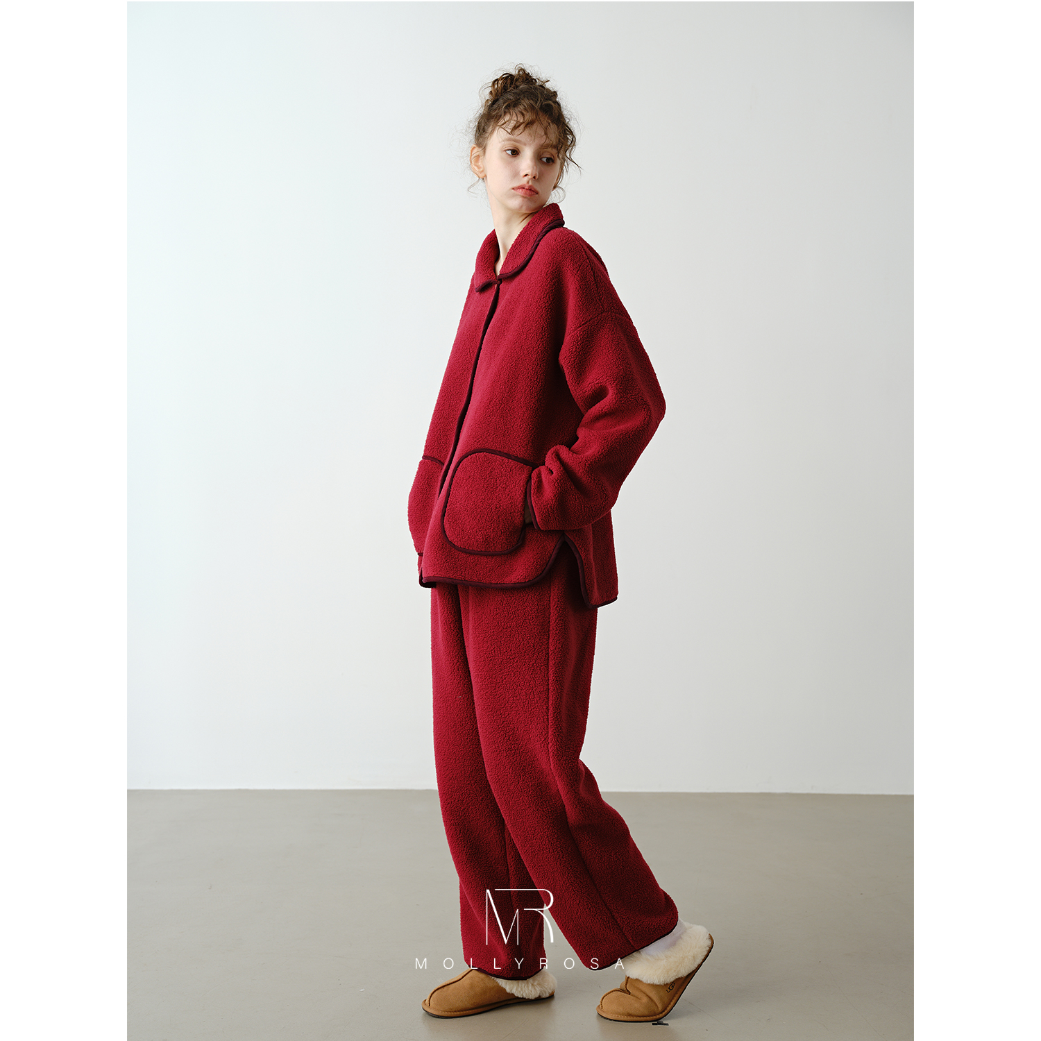 樱桃红·摇粒绒新年红加厚家居服套装新款秋冬保暖睡衣可外穿女生 - 图3