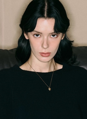 珐琅爱心项链女小众轻奢锁骨链