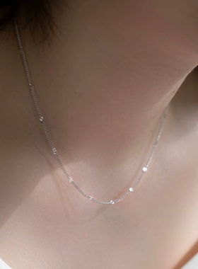 银河素银闪片项链女精致锁骨链