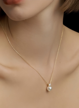 戴妃单颗珍珠项链施家珍珠耳环女