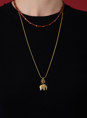 象阳而生小吉象项链女毛衣链