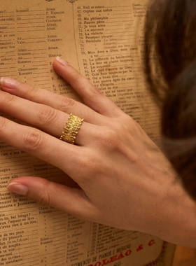 鬼背竹心形叶蕾丝戒指女食指戒