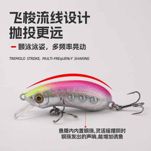 路亚假饵摇滚小胖子cc50cc60缓沉浮水米诺加强单钩远投红眼鳟鱼饵 - 图0