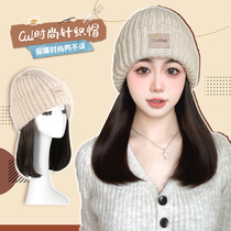 Gross Wire Hat wig one-piece woman 2023 new autumn and winter fashion woman natural short curly hair knit wig hat