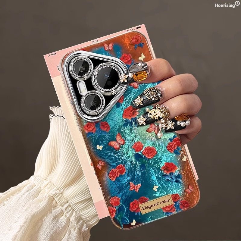 适用华为pura80pro+手机壳新款蓝棕渐变p70ultra复古蝴蝶玫瑰mate70镜头膜P60少女心50冰川纹40/30全包防摔潮,淘宝优惠券,粉丝福利购,淘宝优惠卷
