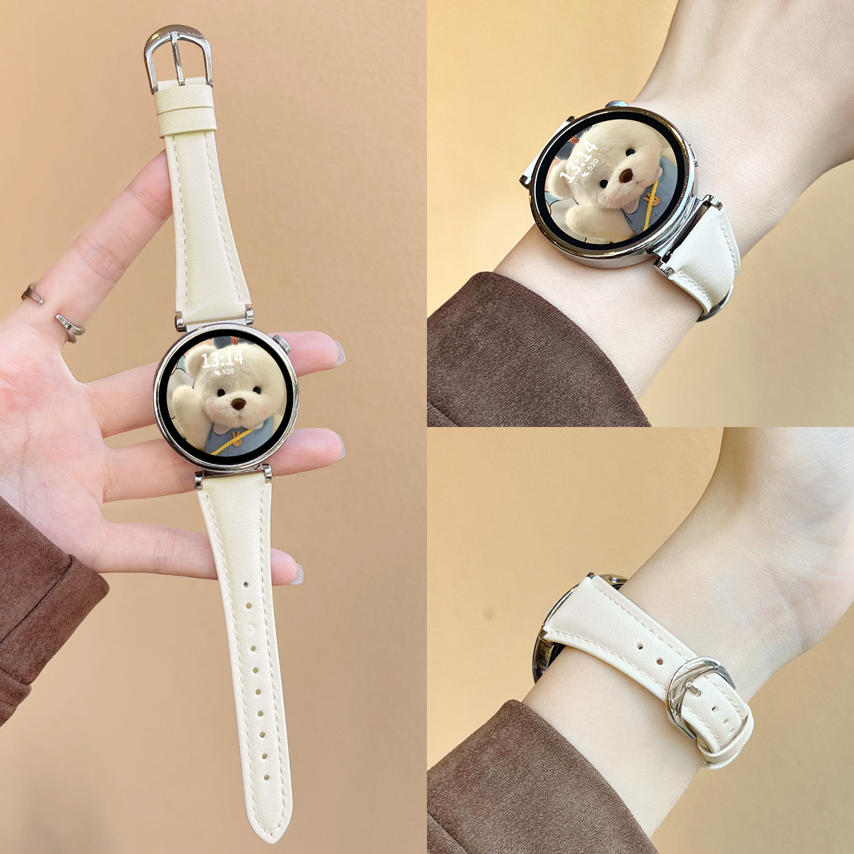 适用oppo watch x2mini手表带高级感秋冬真皮系列oppo watch s智能运动手环一加手表2女士腕带4pro时尚手表链 - 图1