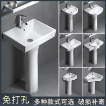 Post-column washbasin small family type toilet triangle column basin integrated ceramic mini-floor washbasin balcony