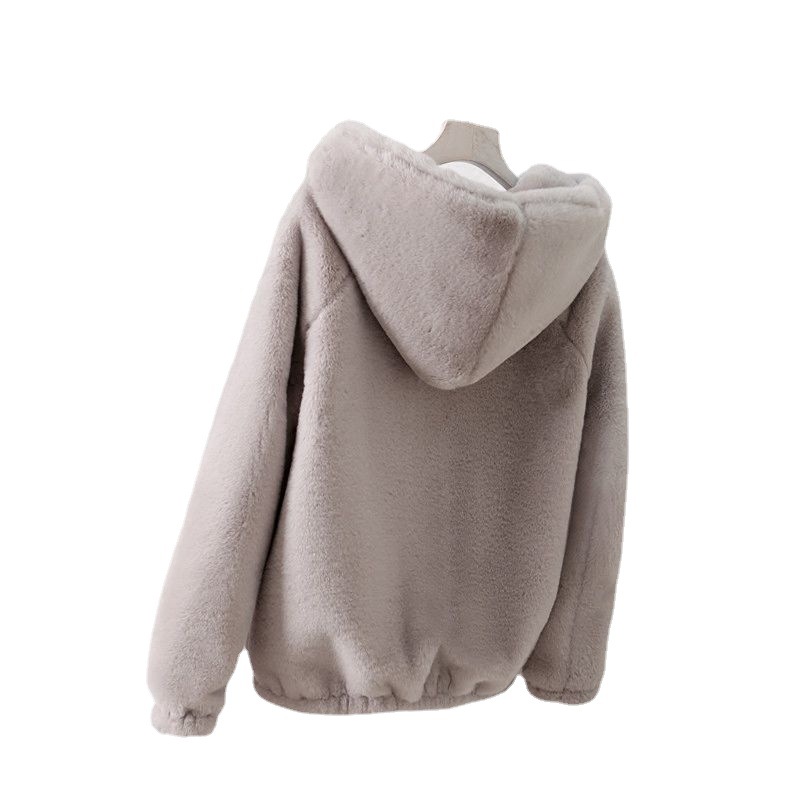 Thick thick hooded short cardigan coat加厚连帽短款开衫外套-图1