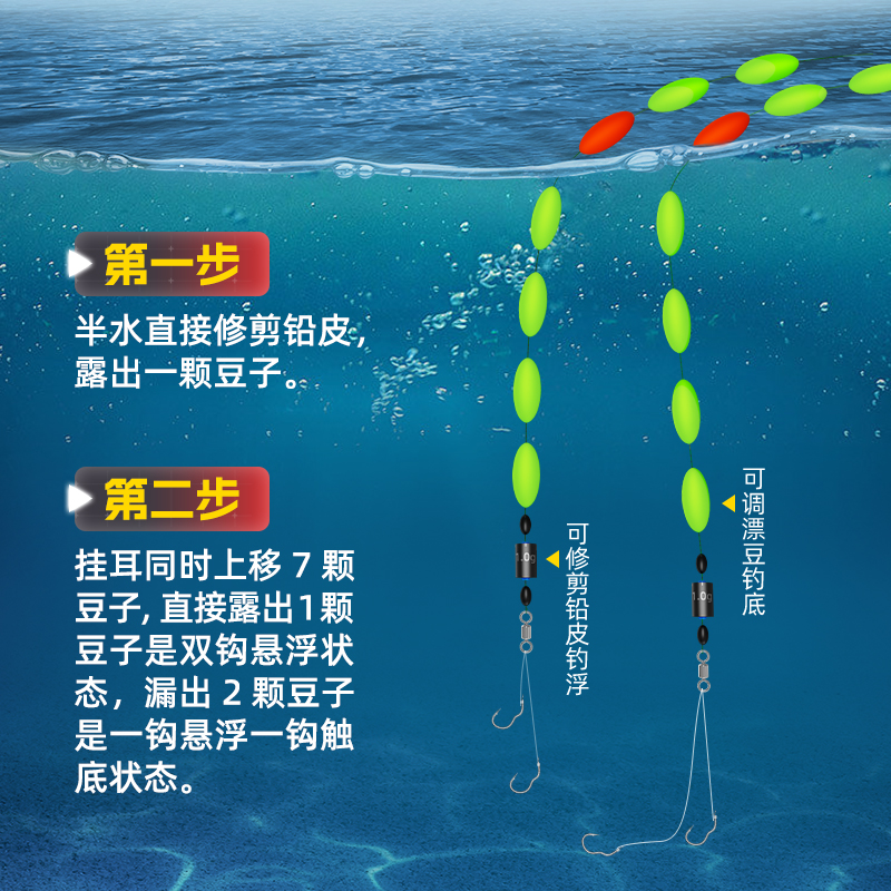 小仙郎七星漂线组套装翻转鱼钩绑好子线双钩成品主线免调漂高灵敏 - 图2