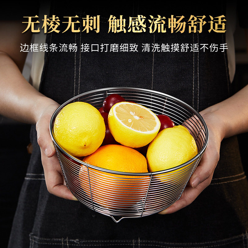不锈钢沥水篮厨房圆形洗菜盆水槽架筛子客厅家用水果篮收纳筐加大,淘宝优惠券,粉丝福利购,淘宝优惠卷