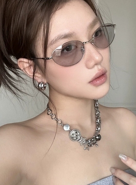 复古老钱风金属猫眼显瘦太阳镜