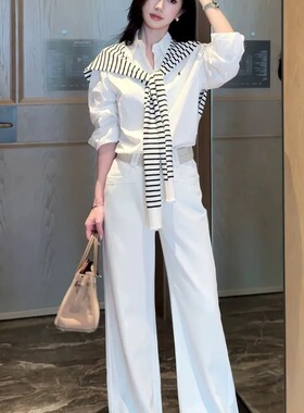 条纹针织新款加长披肩女春夏外搭毛衣衬衫小坎肩空调房搭肩假领子