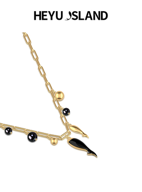 黑鱼岛张艺凡镀金吊坠项链玛瑙