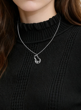 黑鱼岛个性时尚镂空银色葫芦项链