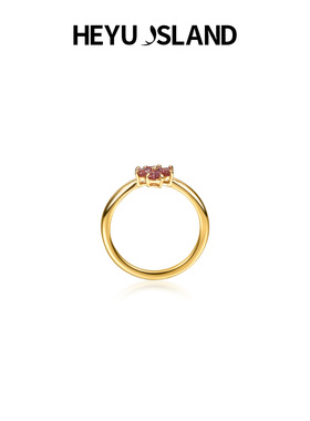 黑鱼岛幸运草心形锆石四叶草戒指