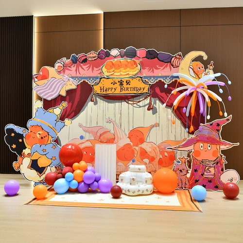 卡通星星人主题宝贝生日派对kt板背景墙氛围感场景布置装饰品道具 - 图0