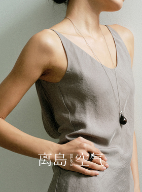 离岛空气鹅梨S925银檀木项链女复古文艺新中式高级感吊坠独特配饰