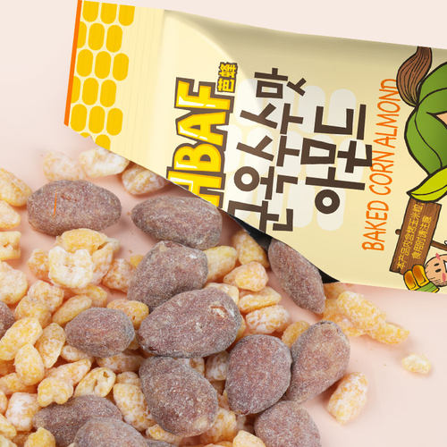 hbaf芭蜂烤玉米味扁桃仁韩国进口网红非油炸混合坚果休闲零食杏仁 - 图2