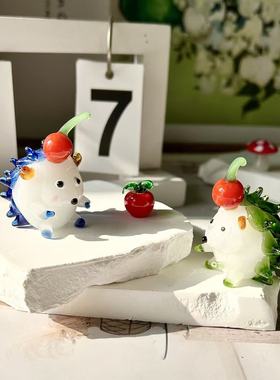 可爱卡通刺猬琉璃桌面摆件