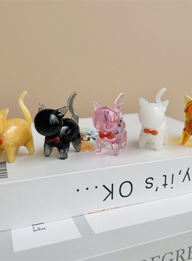 猫咪琉璃小摆件公仔车内装饰玩偶车上迷你小猫日式仿真写实可爱萌