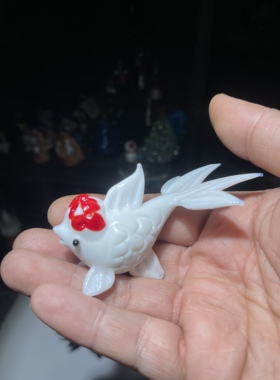 中式轻奢淄琉璃金鱼锦鲤摆件工艺品样板房装饰办公室乔迁开业礼品