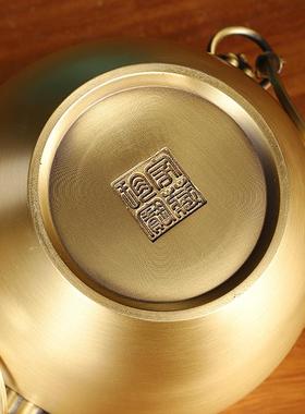 新款直销铜缸摆件 光面铜缸狮头缸故宫缸双狮铜缸家居工艺品礼品