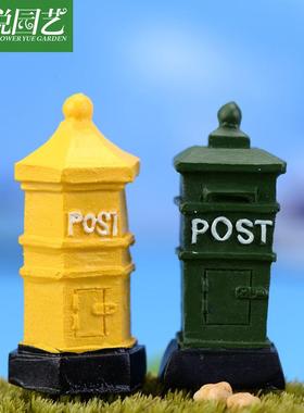 新款直销zakka风 苔藓微景观树脂摆件 怀旧邮筒 小邮箱 欧洲复古