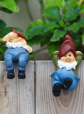 新款直销新款卡通田园风格挂花盆精灵摆件庭院花园侏儒树脂工艺装