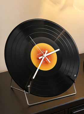 黑胶唱片时钟摆件客厅卧室钟表