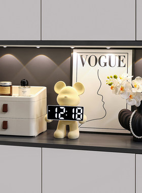 入户玄关客厅暴力熊电子时钟摆件