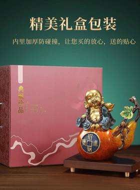 开招进宝铜葫芦摆件高JT-1758档玄关老板办公室桌财面装饰铺店乔