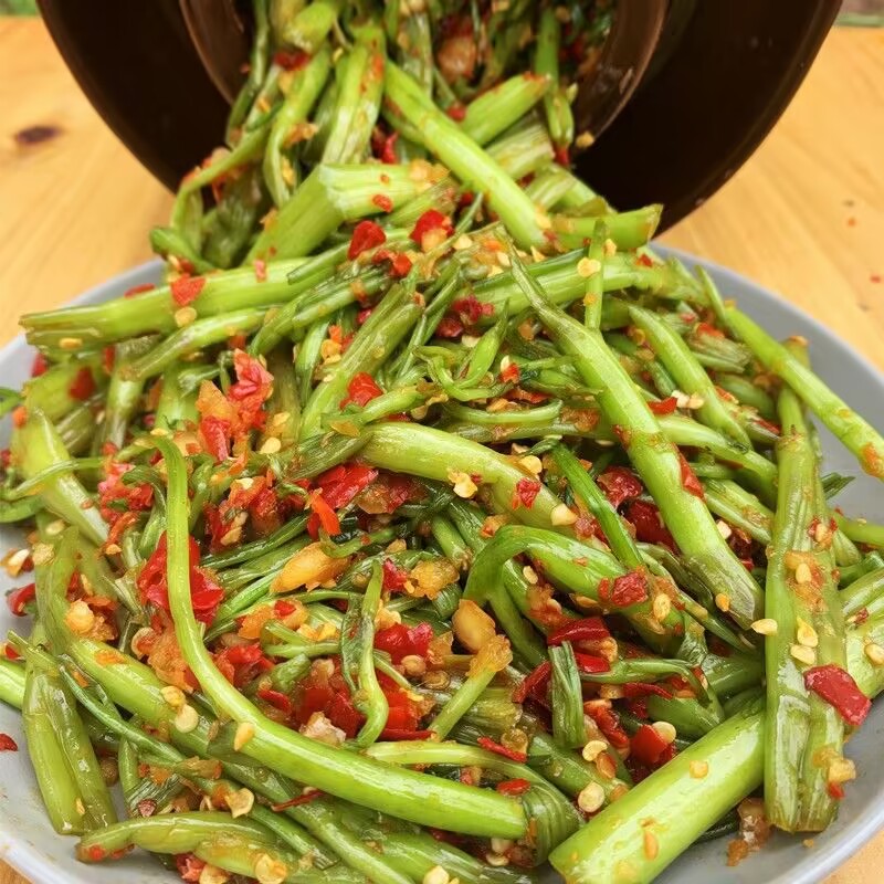 江西辣菜酸辣空心菜腌辣椒青红剁椒酱菜下饭菜腌空心菜梗香辣咸菜 - 图3